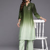 Dhiyona VA Women'sDyed Mandarin Collar Sequinned & Beaded Kurta With Trouser