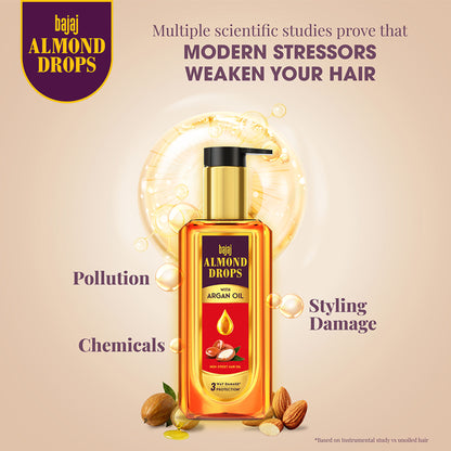 Bajaj Almond Drops Non Sticky Hair Oil With Almond Oil And Argan Oil