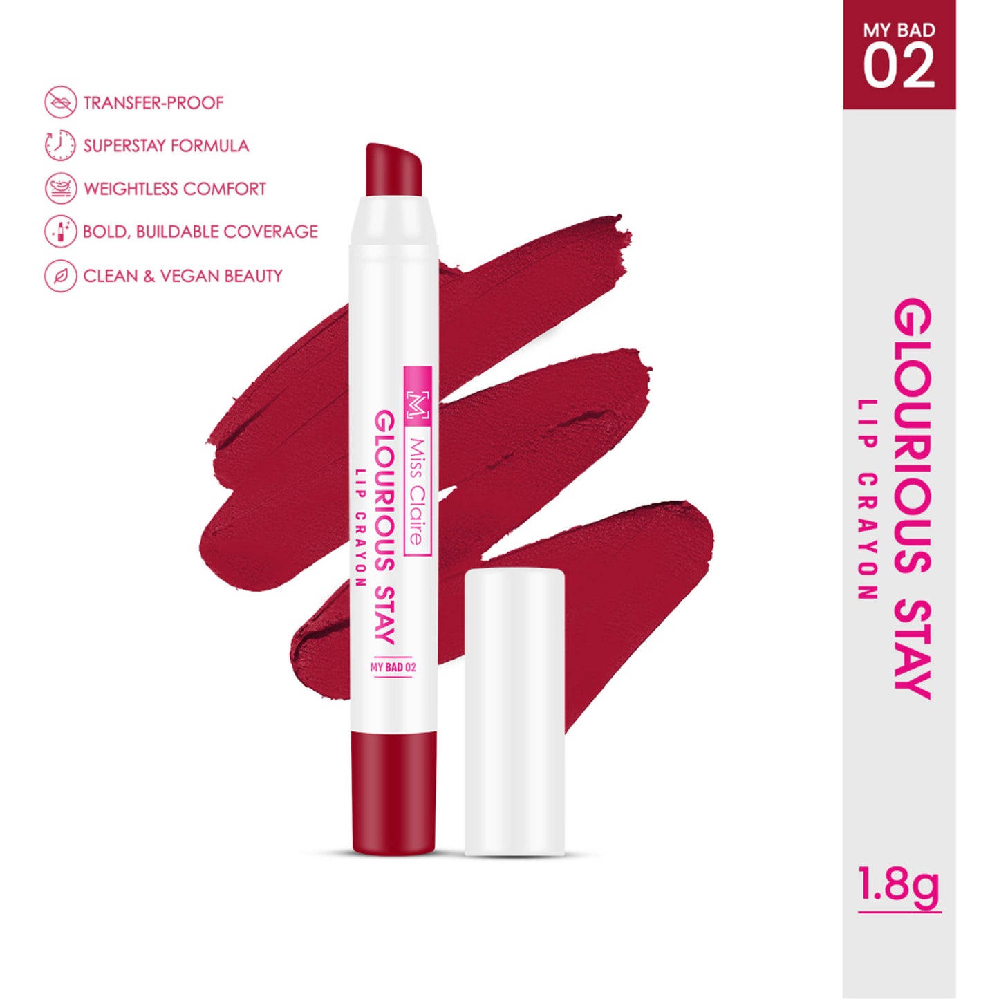Miss Claire Glourious Stay Lip Crayon - 02 My Bad