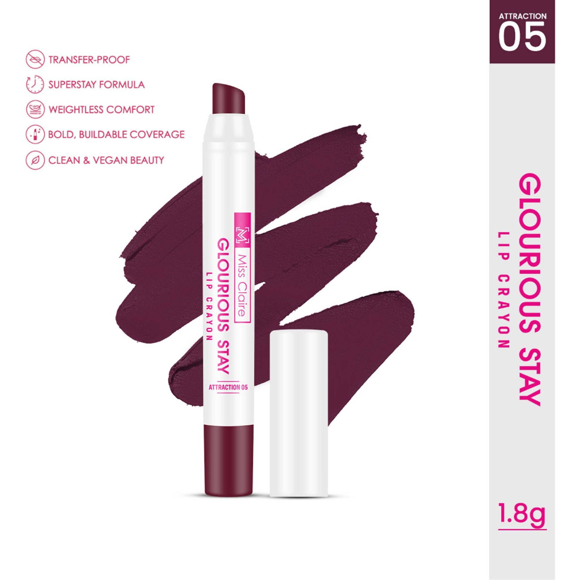Miss Claire Glourious Stay Lip Crayon - 05 Attraction