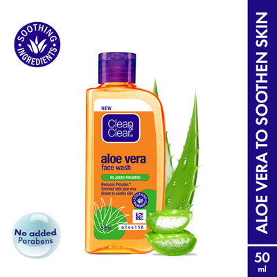Clean & Clear Aloe Vera Face Wash - Gentle Hydrating Cleanser for Oily Skin & Reduces Acne In 7 Days