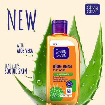 Clean & Clear Aloe Vera Face Wash - Gentle Hydrating Cleanser for Oily Skin & Reduces Acne In 7 Days