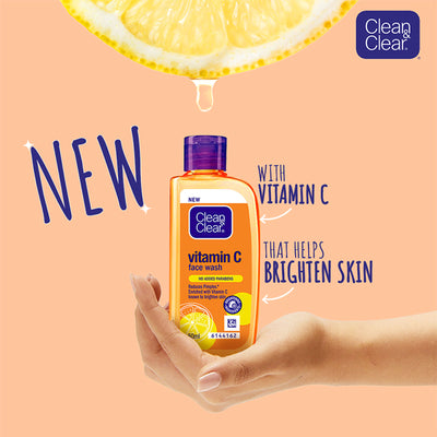 Clean & Clear Vitamin C Face Wash - Gentle Brightening & Hydrating Cleanser Reduces Acne In 7 Days