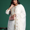 Indyancart IE Plus Size Floral Embroidered Panelled Mirror Work Pure Cotton Kurta Set