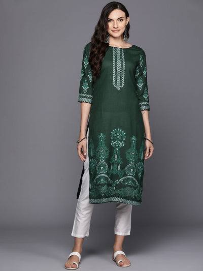 Indyancart IE Ethnic Motifs Foil Printed Straight Kurta