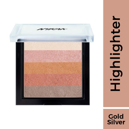 Nykaa Cosmetics Glow Goals! Shimmer Brick Highlighter Palette - Shimmer Rays