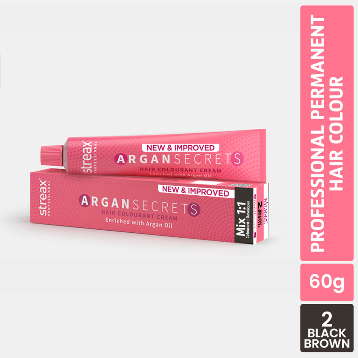 Streax Professional Argan Secrets Hair Colourant Cream - Flame Red - Soft Black 2