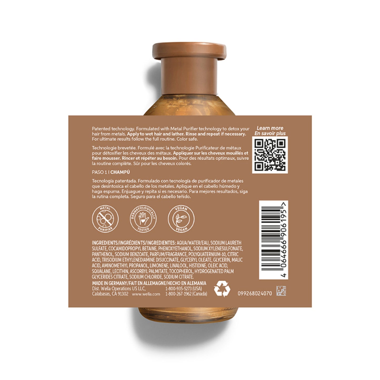 Wella Professionals Ultimate Smooth Shampoo for Frizzy and Dry Hair Up to 85% Smooth Hair