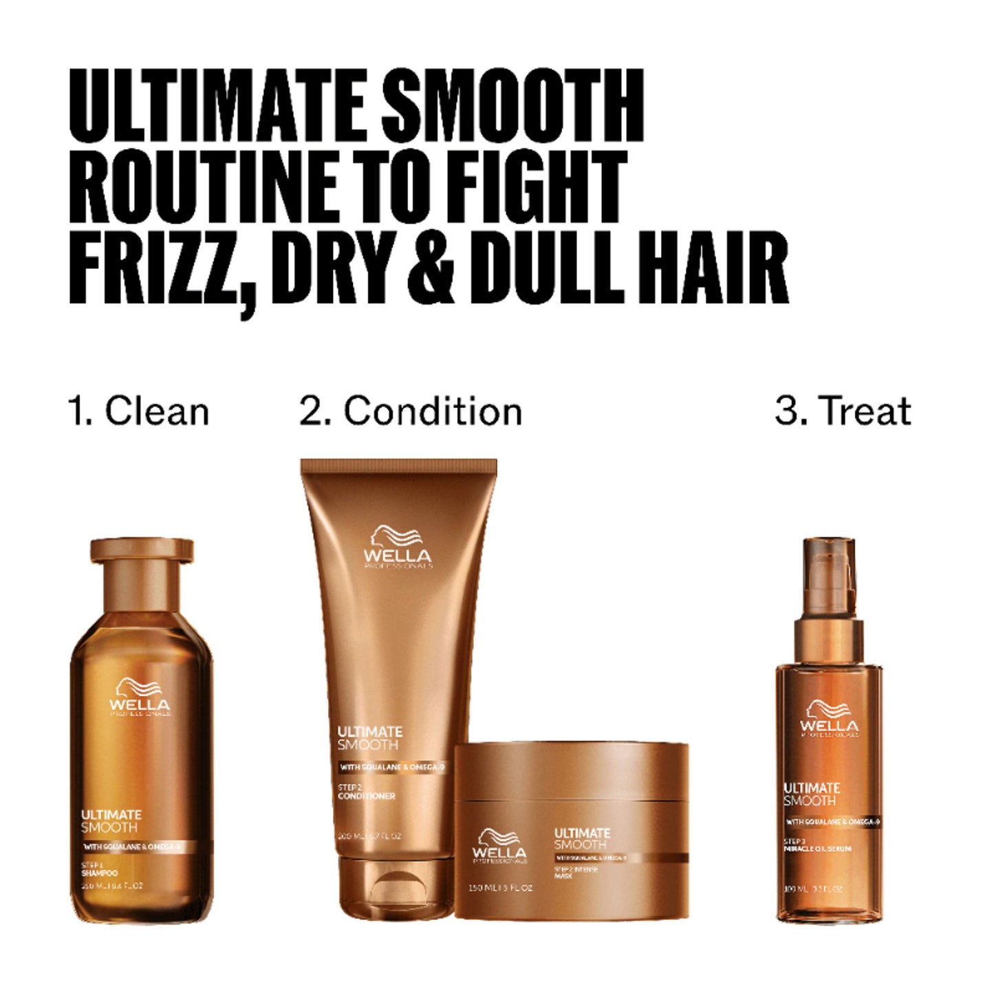Wella Professionals Ultimate Smooth Shampoo for Frizzy and Dry Hair Up to 85% Smooth Hair