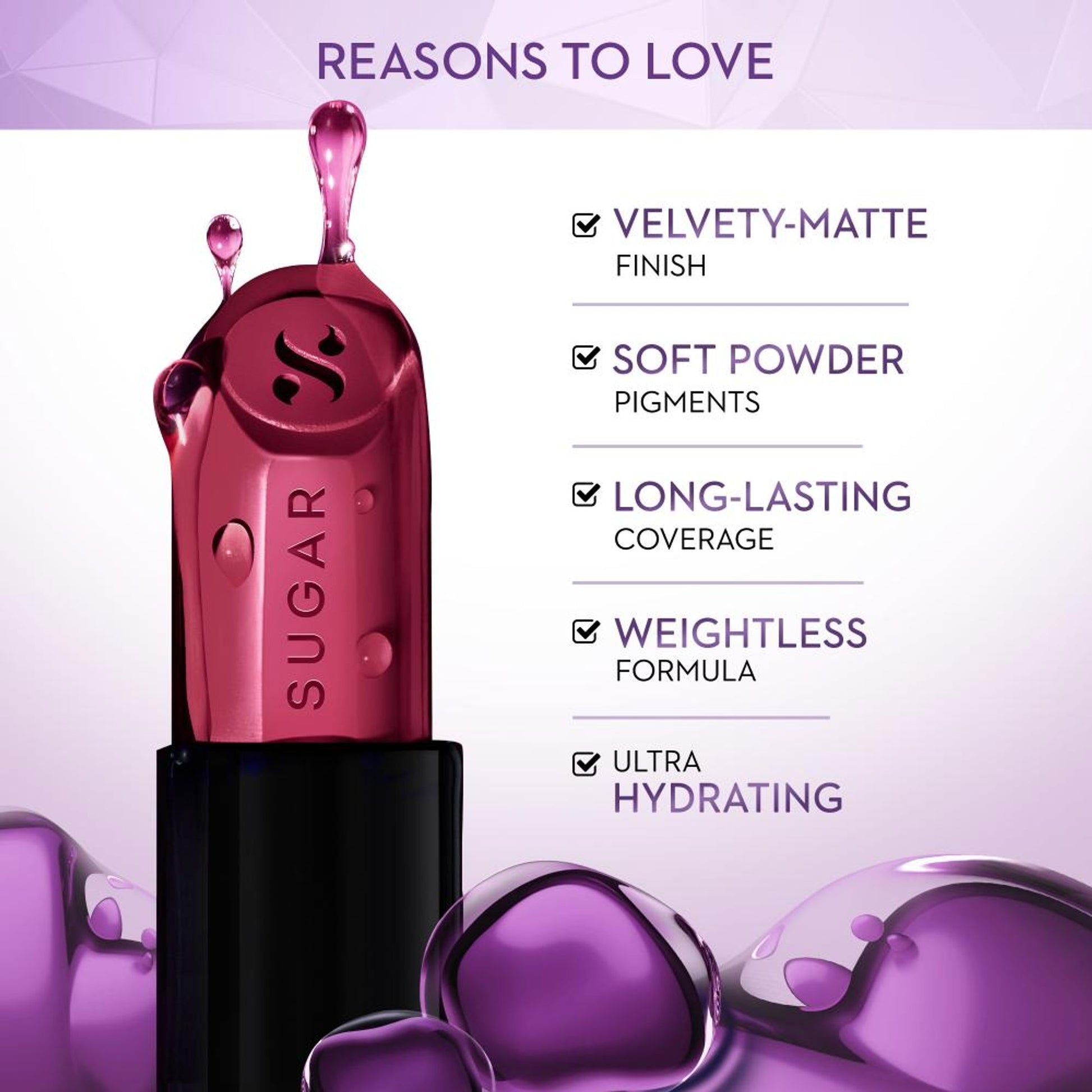 SUGAR Glide Peptide Serum Lipstick HA + Vit E Velvet Matte - 01 Santorini Sunset