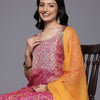 Dhiyona VA Women'sChevron Print Zari Embroidered Kurta with Trousers & With Dupatta