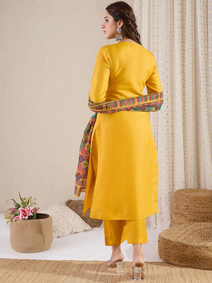 Indyancart IE Straight Kurta With Trouser & Dupatta