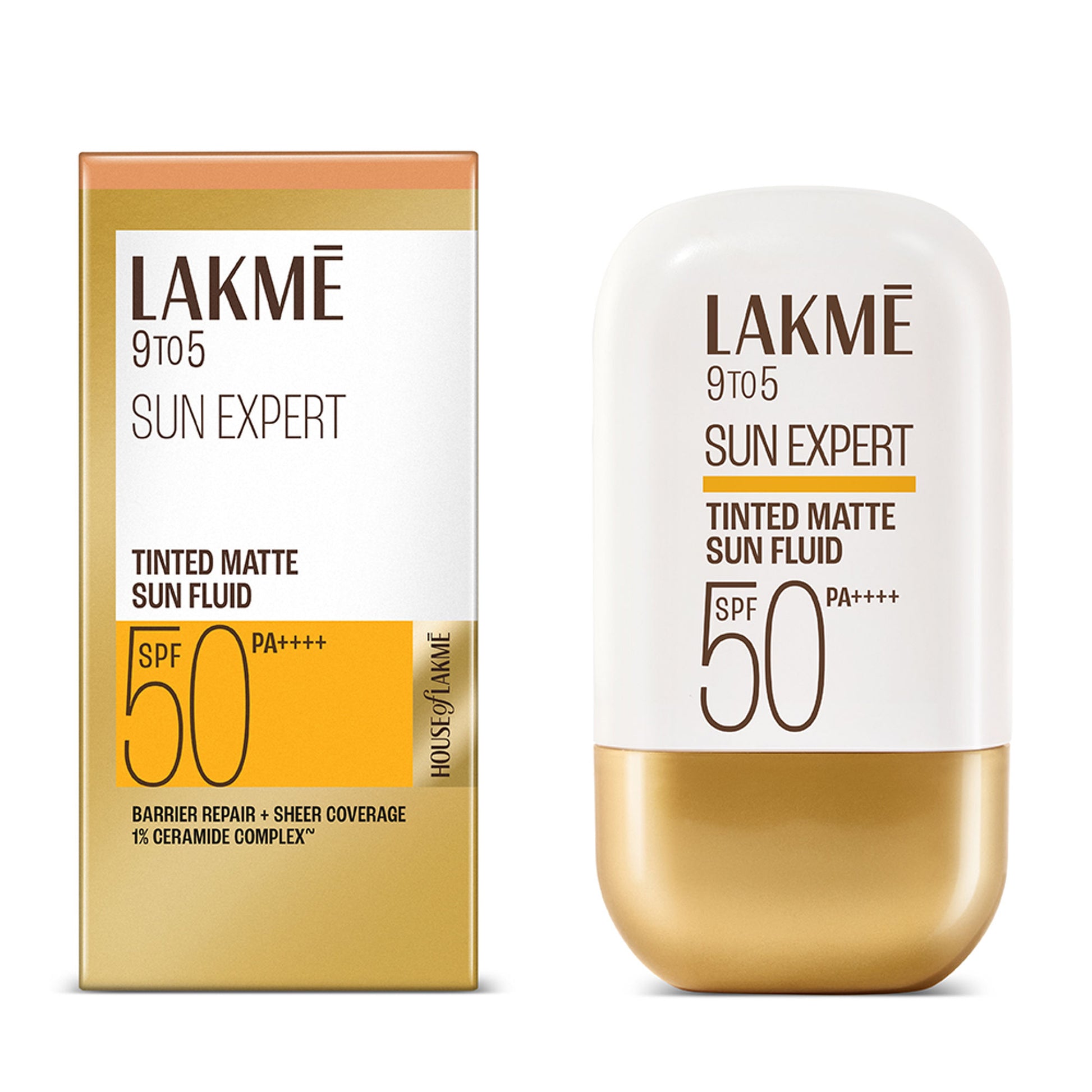 Lakme Sun Expert Tinted Matte Fluid SPF 50 Sunscreen with 1% Ceramide for Barrier Repair - Bronze