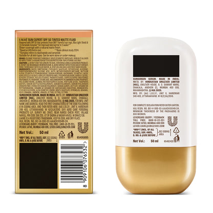 Lakme Sun Expert Tinted Matte Fluid SPF 50 Sunscreen with 1% Ceramide for Barrier Repair - Bronze
