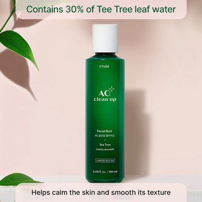 ETUDE Ac Clean Up Facial Fluid, Lightweight Moisture, Deduces Dark Acne Spots