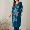 Dhiyona IE Women Floral V-Neck Embroidered Regular Thread Work Straight Kurta Sets