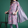 Dhiyona IE Women Floral Printed Regular Mirror Work Kurta with Trousers & With Dupatta