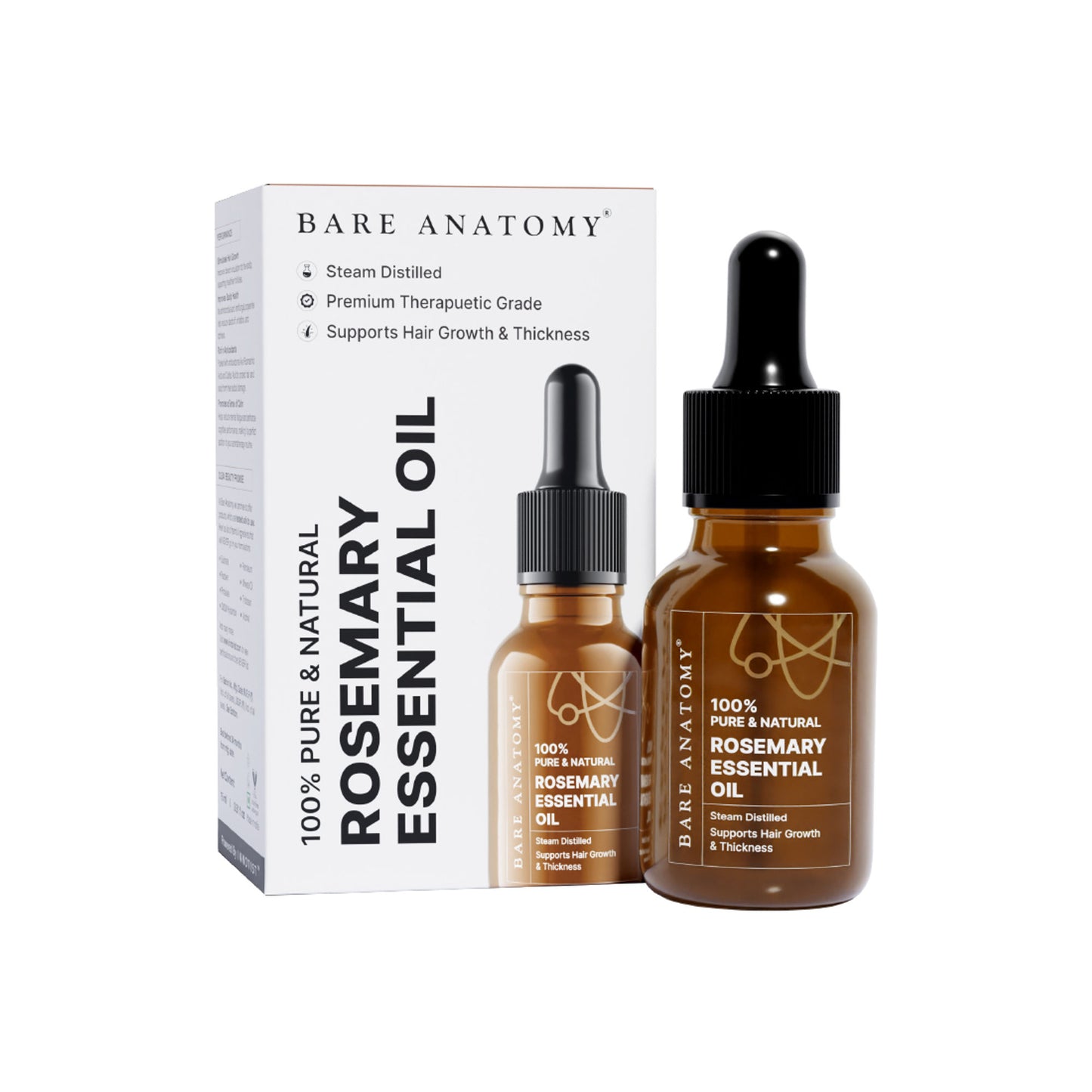 Bare Anatomy 100% Pure & Natural Rosemary Essential Oil for Hair Growth & Thickness