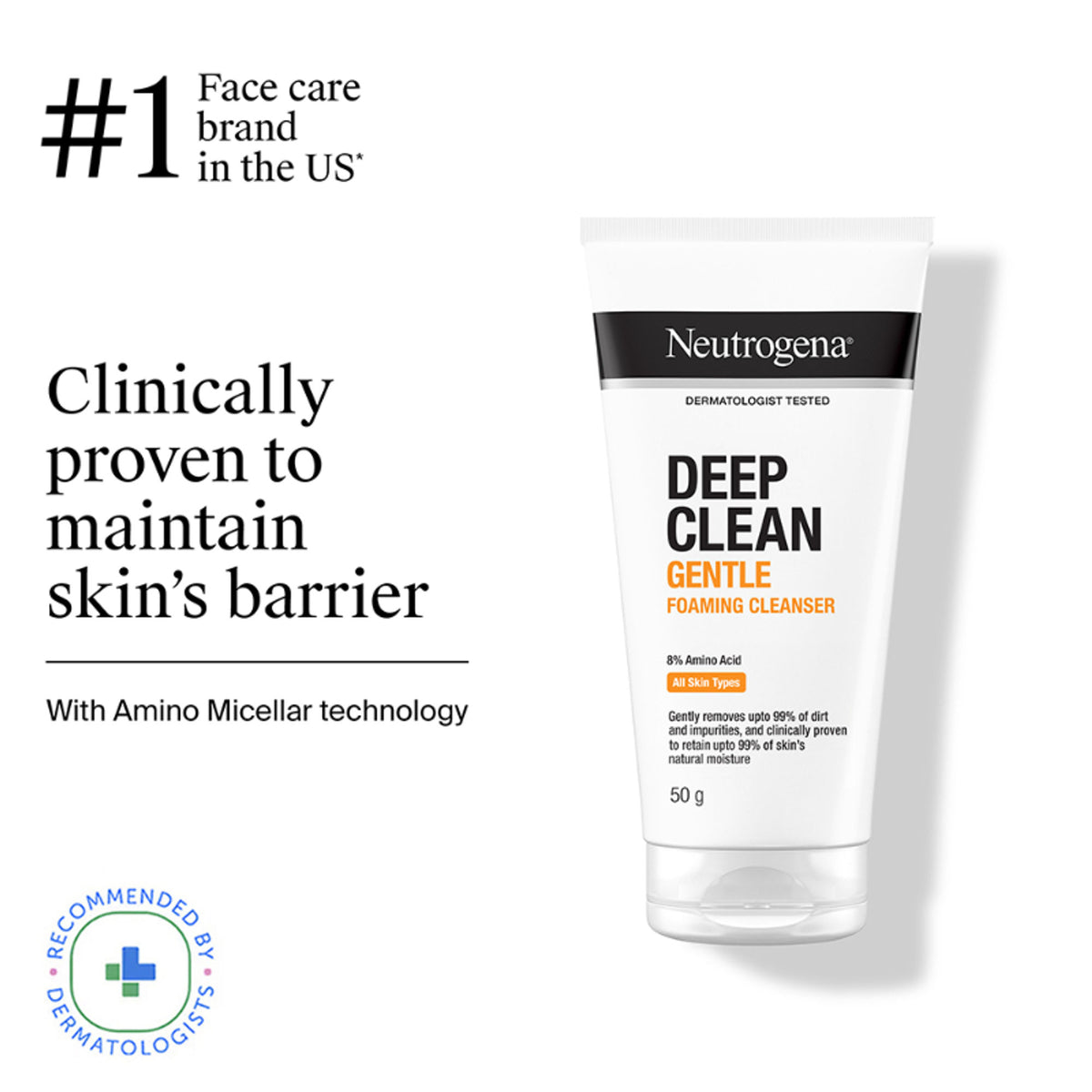 Neutrogena Deep Clean Gentle Foaming Cleanser - Moisturizing Face Wash for Normal to Sensitive Skin