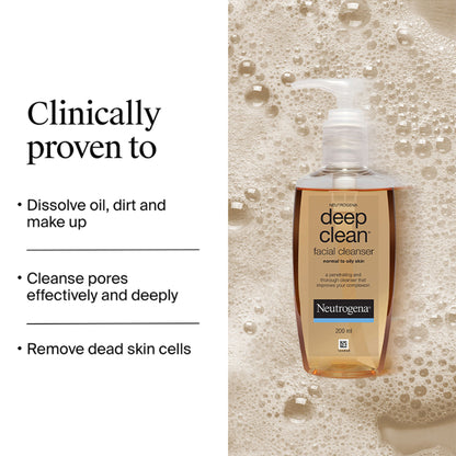 Neutrogena Deep Clean Facial Cleanser Face Wash for Normal to Oily Skin