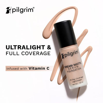 Pilgrim Dream Matte Serum Foundation Hydra-Light Finish with Hyaluronic Acid - Pure Ivory 110