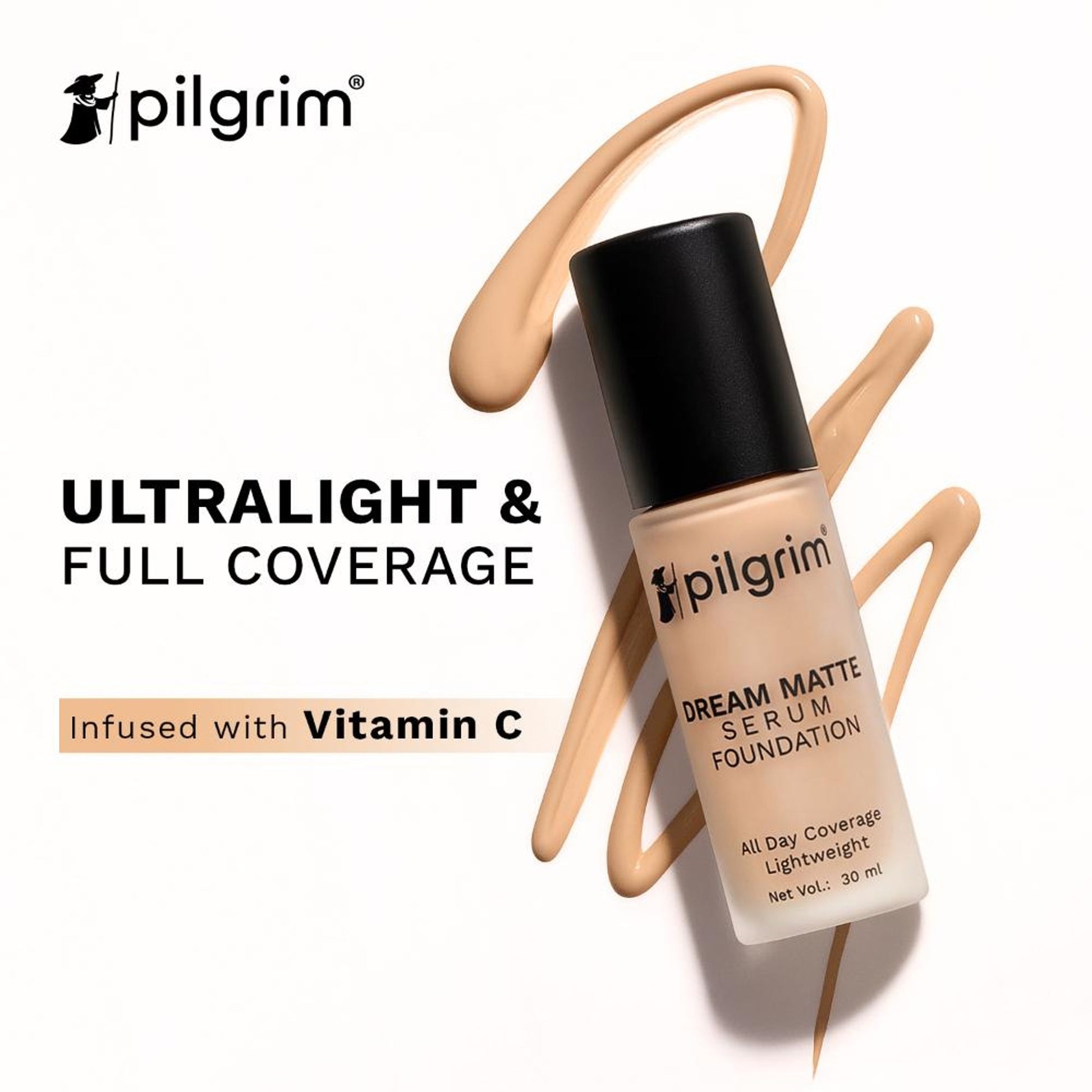 Pilgrim Dream Matte Serum Foundation Hydra-Light Finish with Hyaluronic Acid - Golden Beige 215
