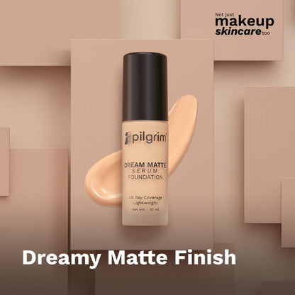 Pilgrim Dream Matte Serum Foundation Hydra-Light Finish with Hyaluronic Acid - Golden Beige 215