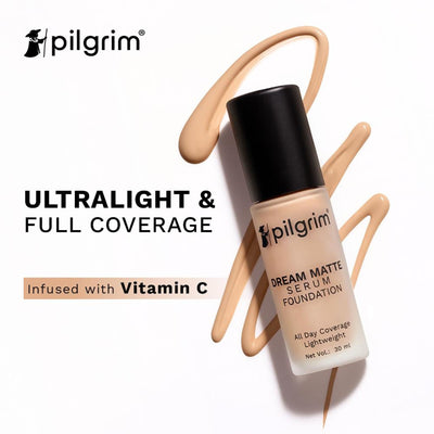 Pilgrim Dream Matte Serum Foundation Hydra-Light Finish with Hyaluronic Acid - Warm Sand 223