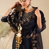 Dhiyona IE Women Ethnic Motifs Embroidered Regular Thread Work Liva Kurta with Trousers & With Dupatta