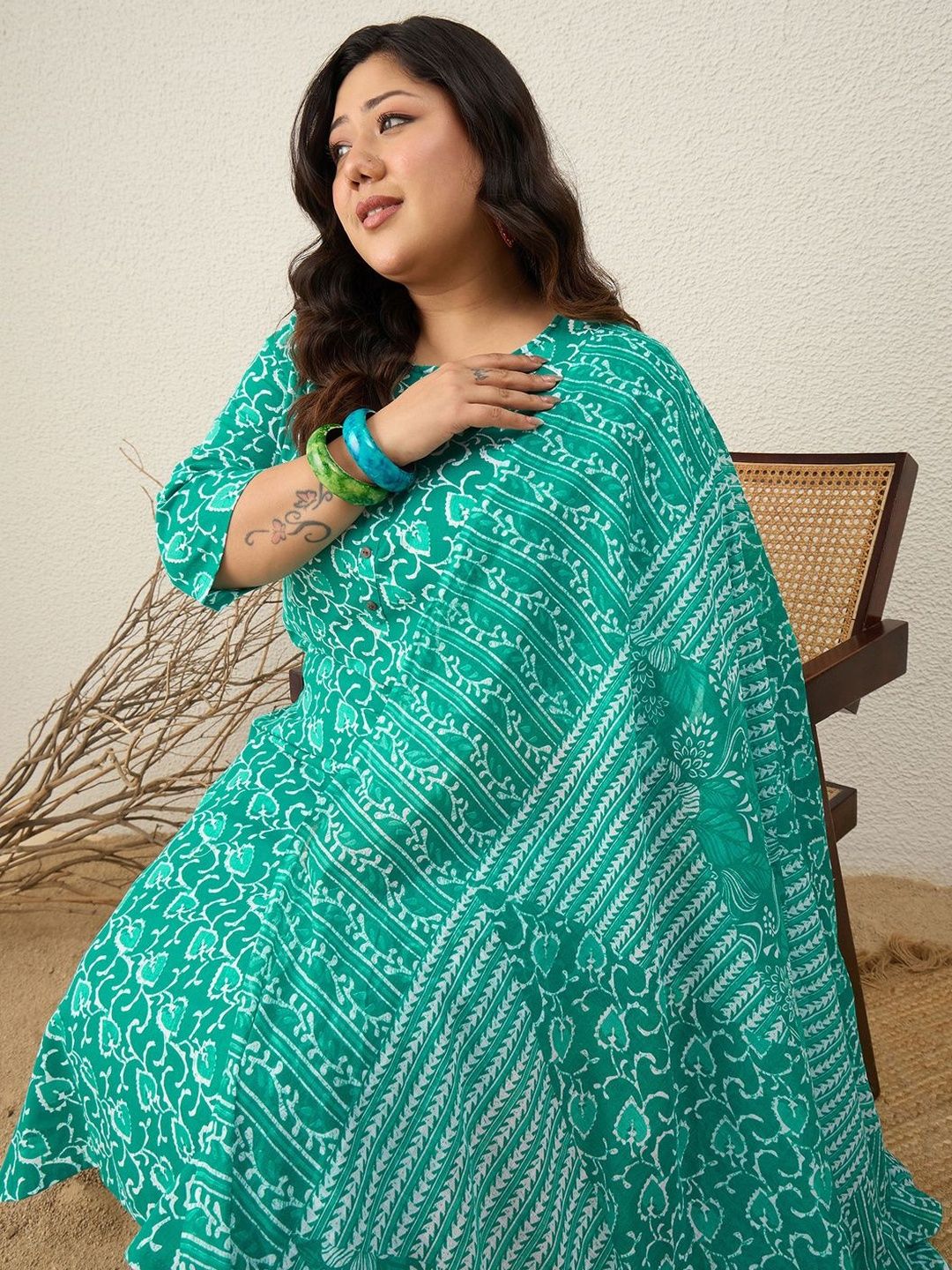 Indyancart Women's Ethnic Motifs Printed Regular Kurta with Trousers & With Dupatta