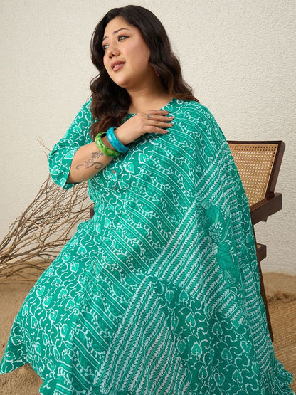 Indyancart Women's Ethnic Motifs Printed Regular Kurta with Trousers & With Dupatta