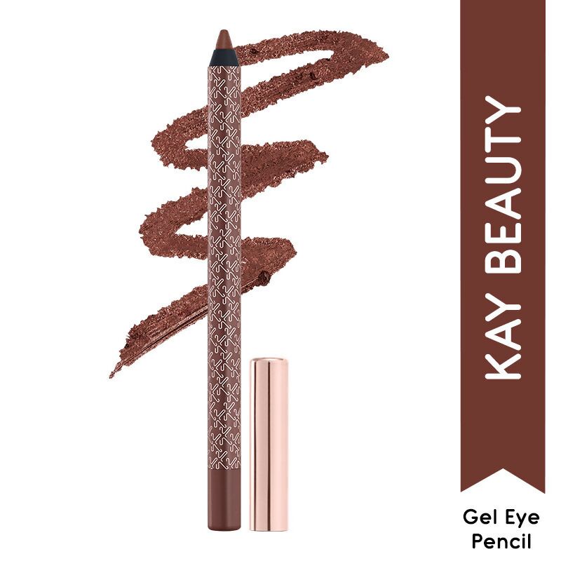 Kay Beauty by Katrina Kaif bronze gel eyeliner pencil with smooth, creamy texture and precise application visible in the image.