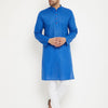 Men's Blue Cotton Straight Kurta Pyjama Set