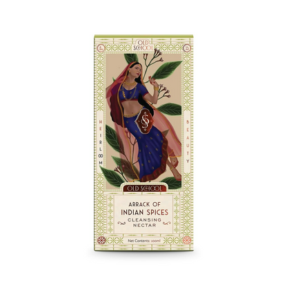 Old School Rituals Indian Spices Cleansing Nectar anti-acne face wash in a clear bottle with a pump dispenser, showing the product label.