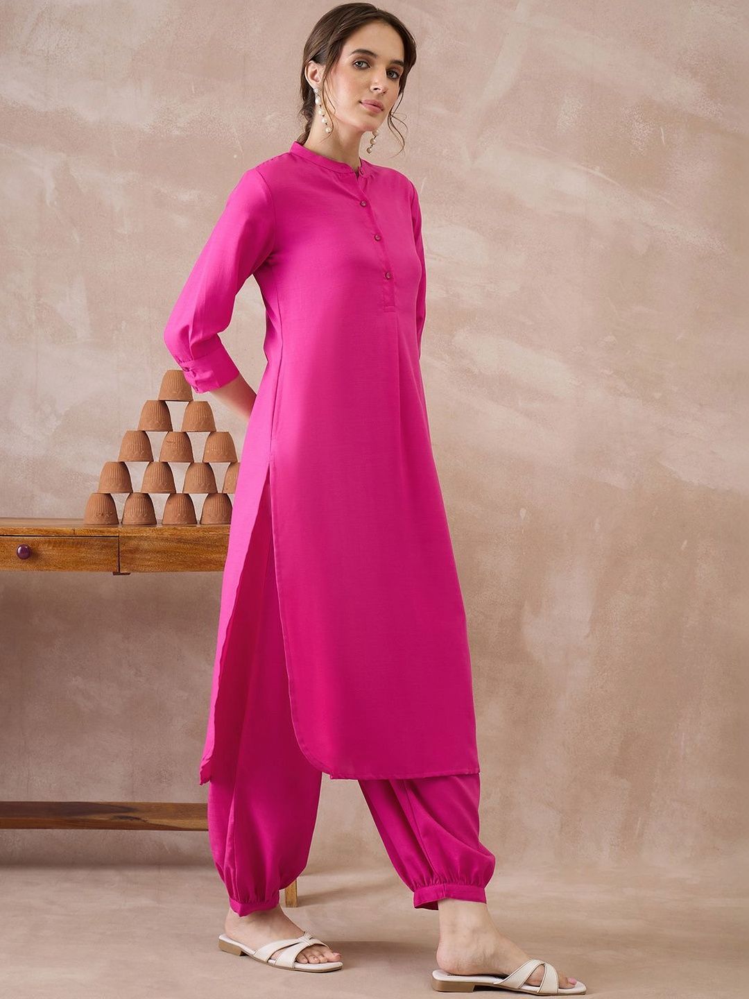 Women Regular Pure Cotton Kurta with Harem Pants