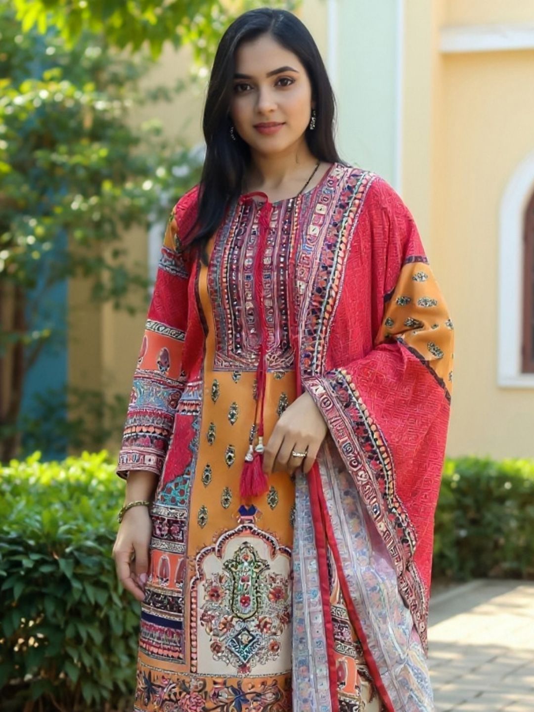 Women Ethnic Motifs Printed Kurta with Trousers & Dupatta