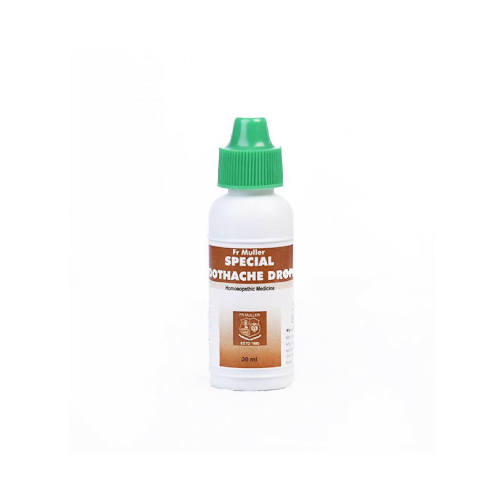 Father Muller Special Toothache Drops in a small bottle, homeopathy drops for toothache relief, natural remedy by Father Muller.