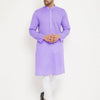 Men's Purple Cotton Blend Straight Kurta Pyjama Set