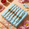 Dhiyona Set Of 6 Rudraksh & Artificial Beads Thread Rakhi With Roli Chawal Chandan Mishri