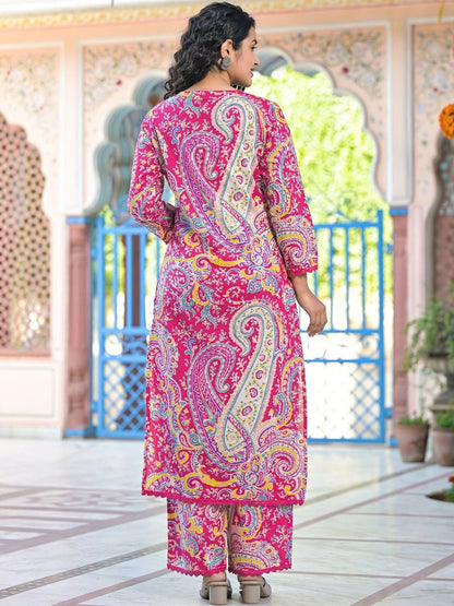 Women Paisley Printed Regular Pure Cotton Kurta with Palazzos
