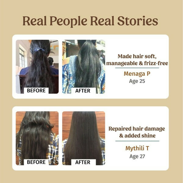 Vilvah Store Anti-Frizz Hair Serum bottle with dropper, smooths and controls frizz for sleek, shiny hair.