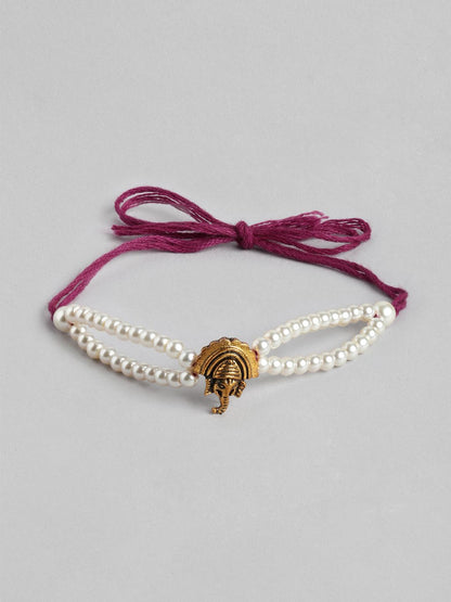 Anouk Unisex Set of 2 Beaded Bhai Bhabhi Rakhis With Roli & Chawal