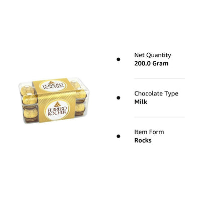 Ferrero Rocher Exquisite Hazelnut And Milk Chocolate | Premium Gift Box Rich, Creamy, Crunchy and Nutty Chocolate For Special Occasions