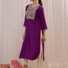 Indyancart IE Ethnic Motifs Printed Round Neck Three-Quarter Sleeves Kurta