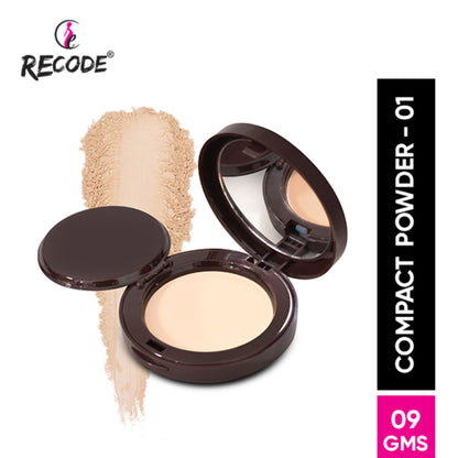 Recode Compact Powder in shade 01 Sunday, featuring a sleek compact case and smooth powder finish for a natural makeup look.