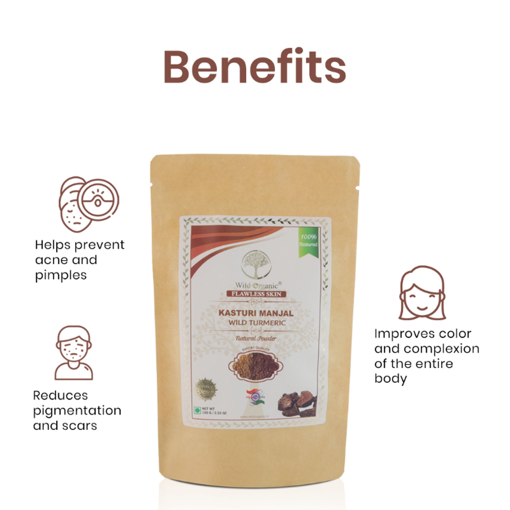 Wild Organic Kasturi Manjal Wild Turmeric Powder For Face & Body