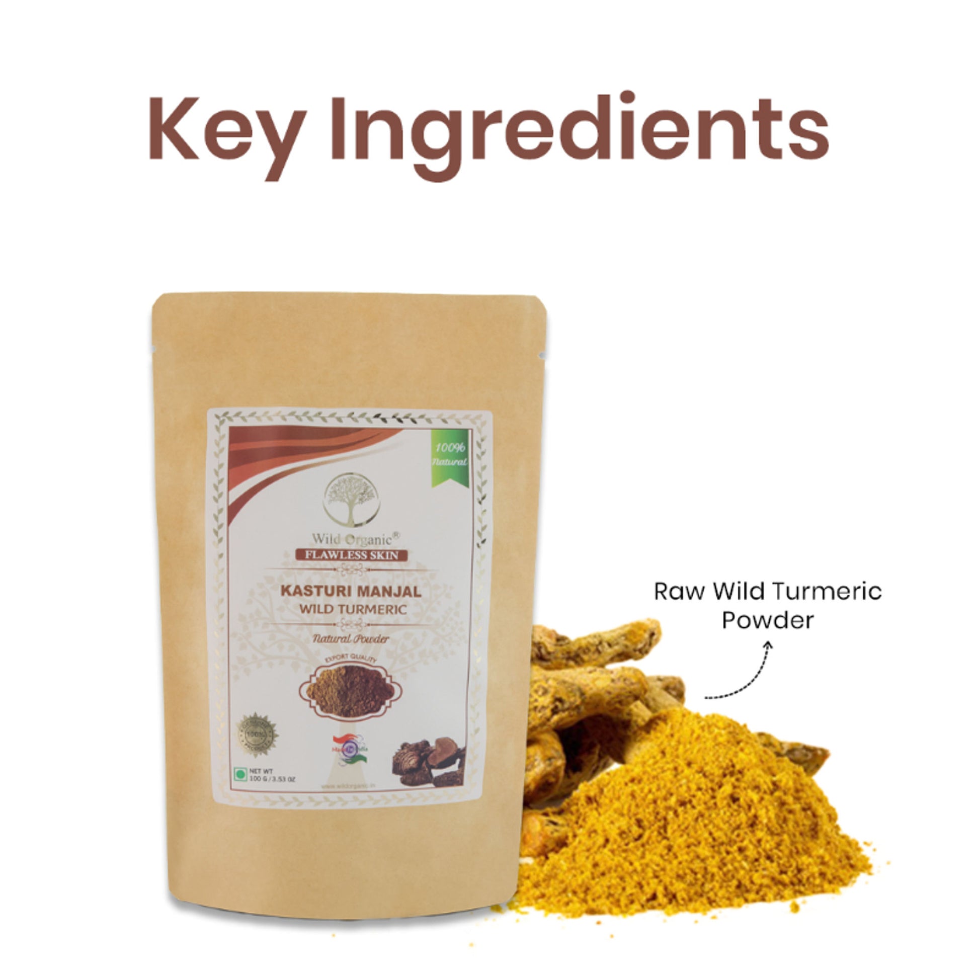 Wild Organic Kasturi Manjal Wild Turmeric Powder For Face & Body