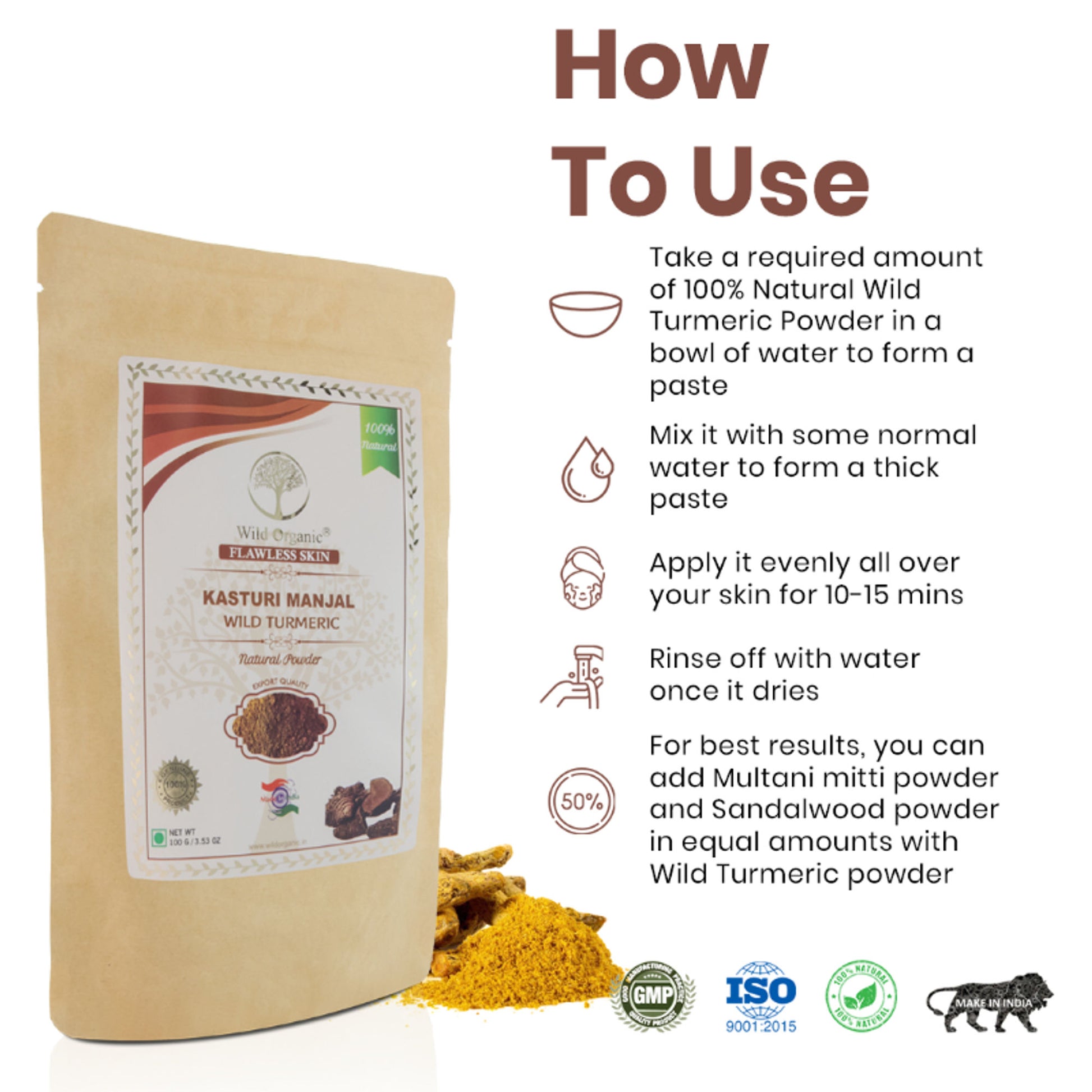 Wild Organic Kasturi Manjal Wild Turmeric Powder For Face & Body