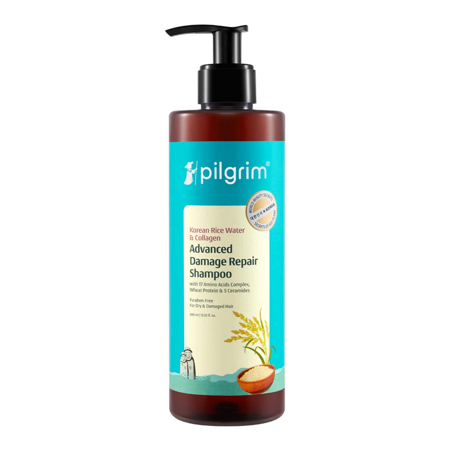 Pilgrim Korean Rice Water & Collagen Advance Damage Repair Shampoo For Dry Frizzy & Damaged Hair