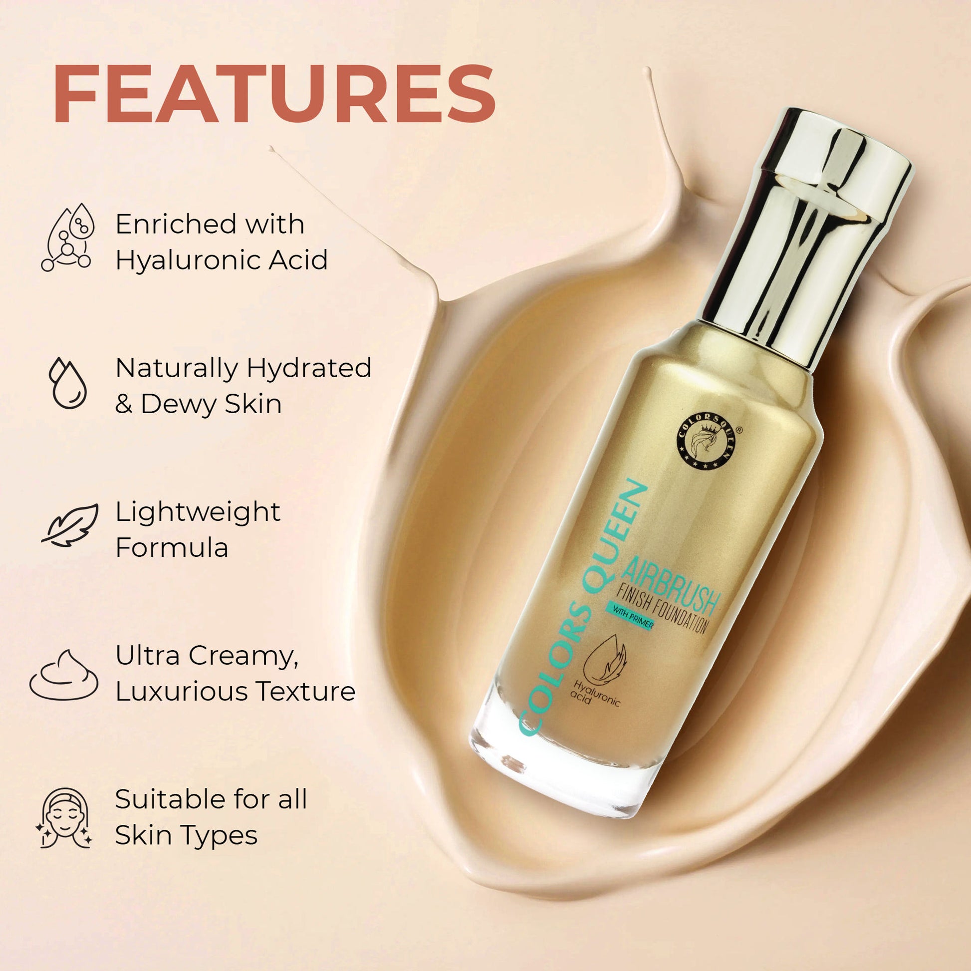 Colors Queen Airbrush Foundation With Primer - White Ivory